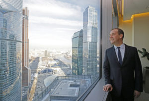 Russian Prime Minister Medvedev visits Moscow International Business Centre
