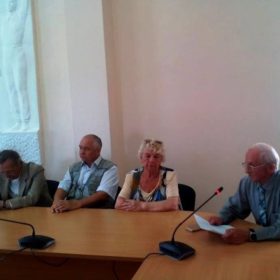 М.А.Боков, Г.Ф.Адомайтис и И. С. Слепынин на заседании правления областной организации «Дети войны»